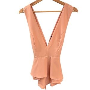 Lulus "Simply Joyous" Peplum Top - Peach Size S